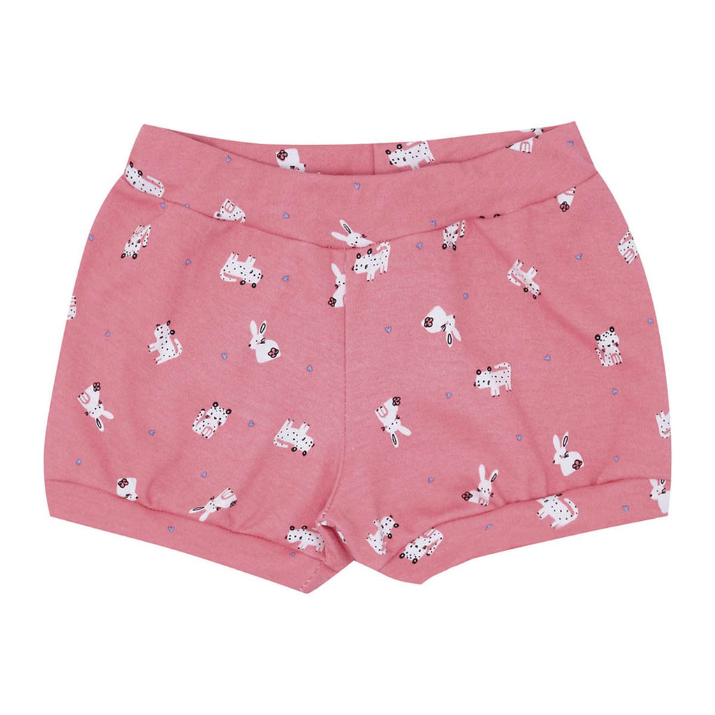 Short Bebê Menina em Suedine Coelhos - Kiko Baby