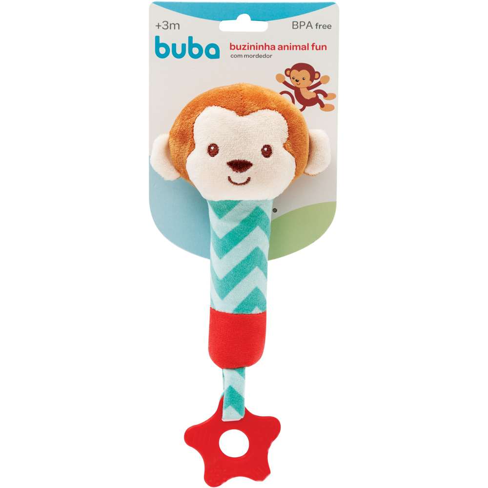 Buzininha Com Mordedor Bebê Animal Fun Macaco - Buba