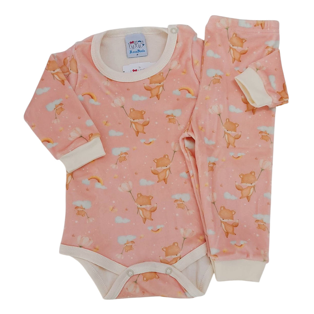 Conjunto Body e Calça Fleece Luxo Bebê Menina - Rosebud