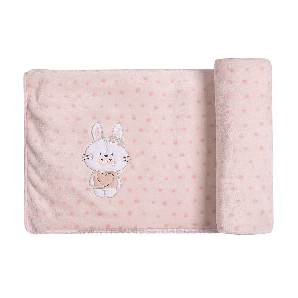 Cobertor Bordado Microfibra 1,10Mx90CM Coelhinha - Papi