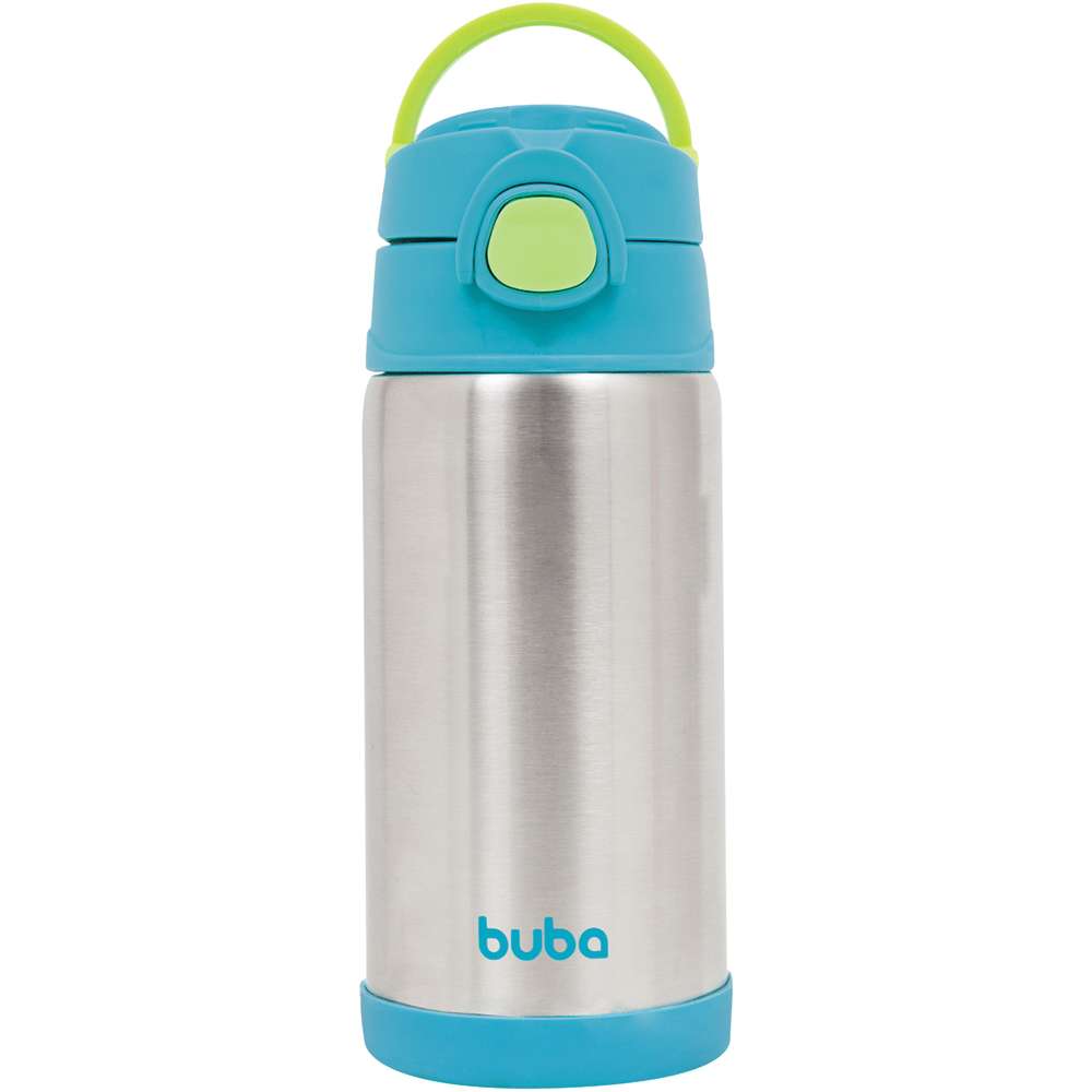 Garrafa Térmica Infantil Inox C/ Canudo 400ml Lisa - Buba