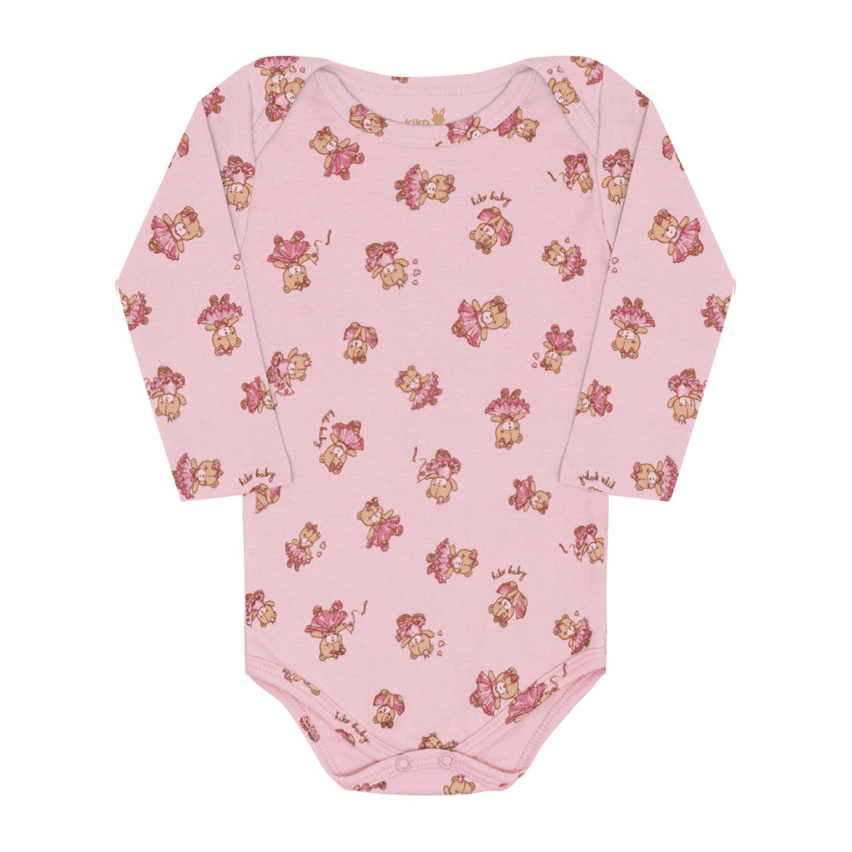 Body Manga Longa Bebê Menina Ursinhas - Kiko Baby