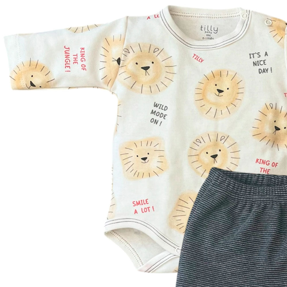 Conjunto Bebê Menino Body Longo e Calça Leão - Tilly Baby