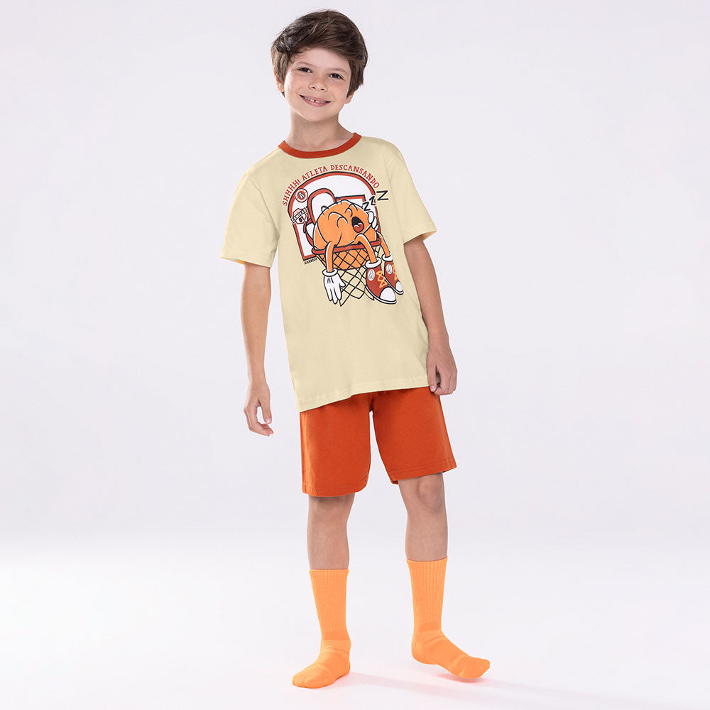 Pijama Infantil Menino Brilha no Escuro Basquete - Alakazoo