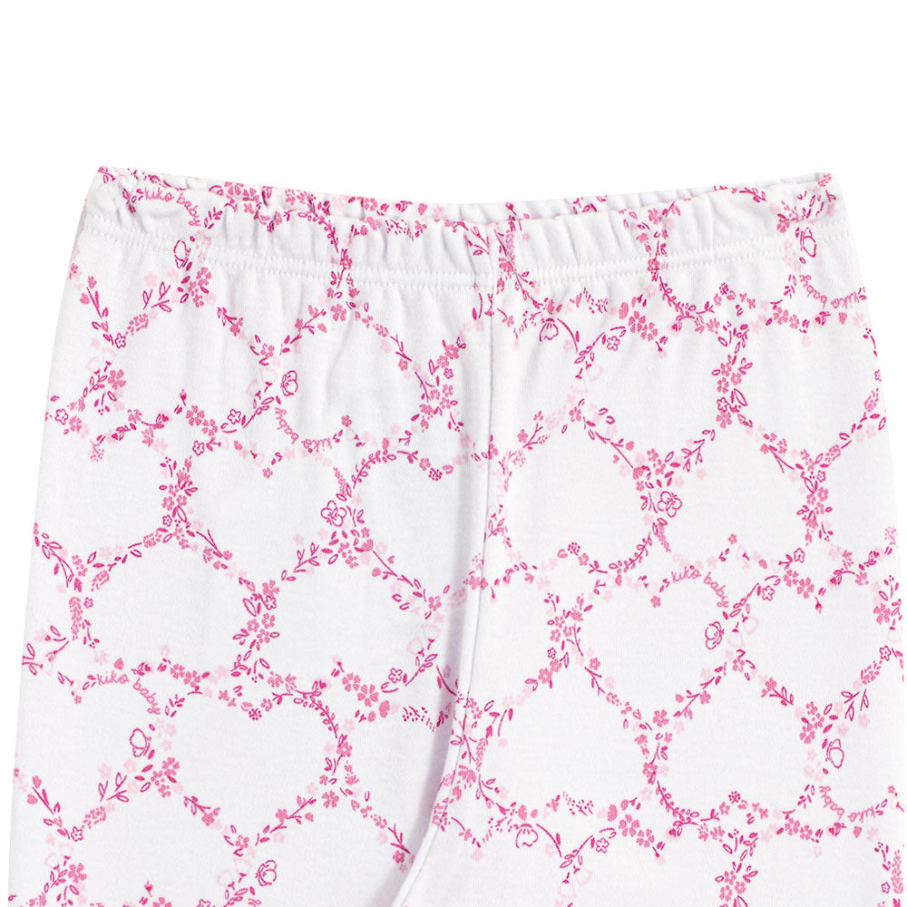 Calça Bebê Menina Suedine Floral Branca - Kiko Baby