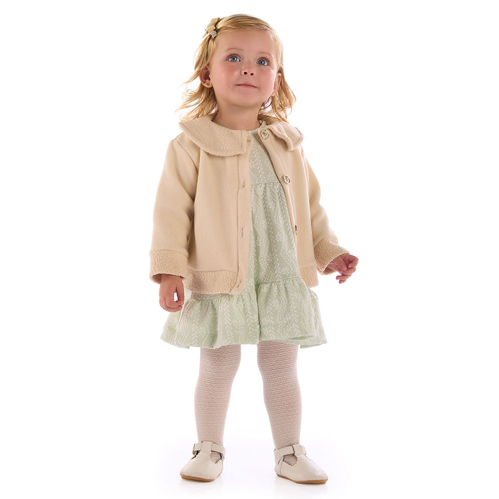 Vestido Manga Longa e Casaco Soft  Bebê - Kiki Xodó