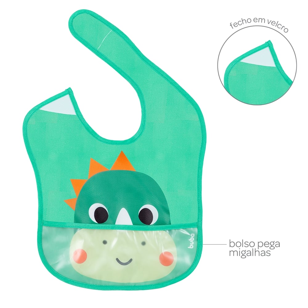 Babador Bebê Impermeável Para Alimentação Buba Zoo Dino - Buba