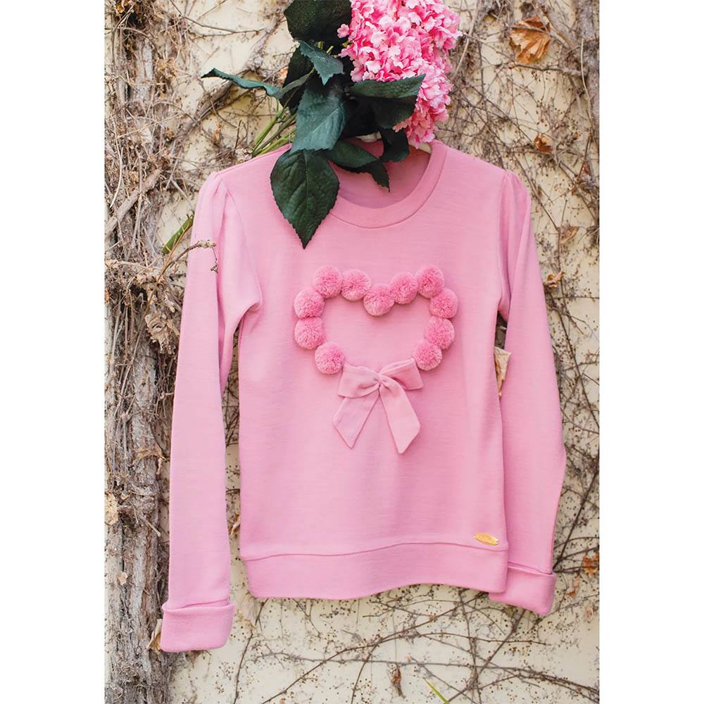 Blusa de Lã Pompom Rosa Buque - Bebelândia