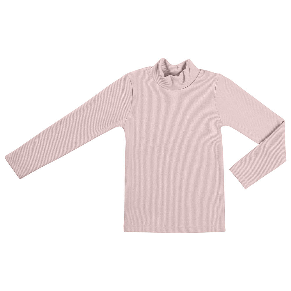 Blusa Gola Alta Canelado Enrugado Rosa Pálido  - Have Fun