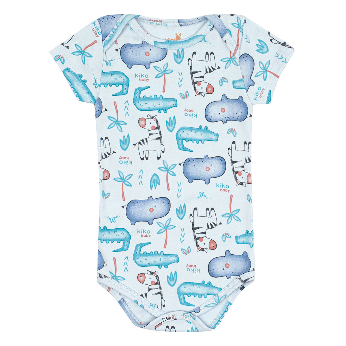 Body Manga Curta Bebê Safári Bichinhos - Kiko Baby