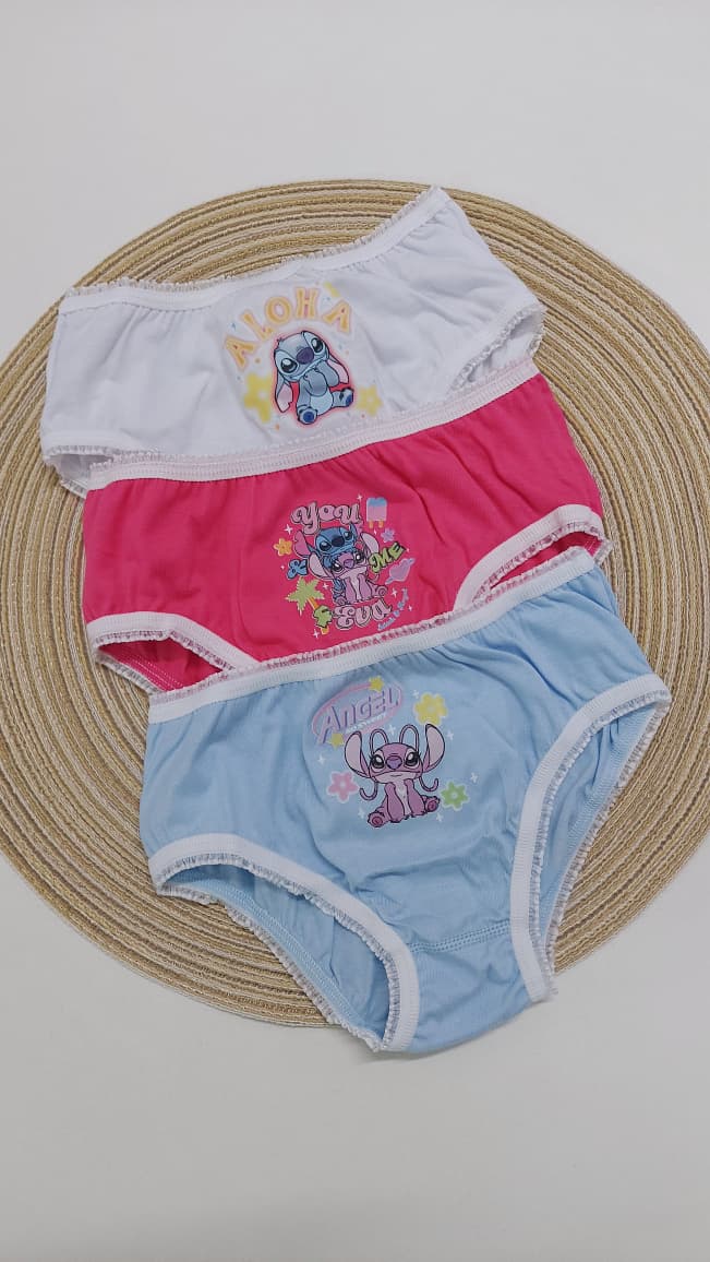 Kit 3 Calcinhas Infantil Kids Angel e Stitch - Lupo