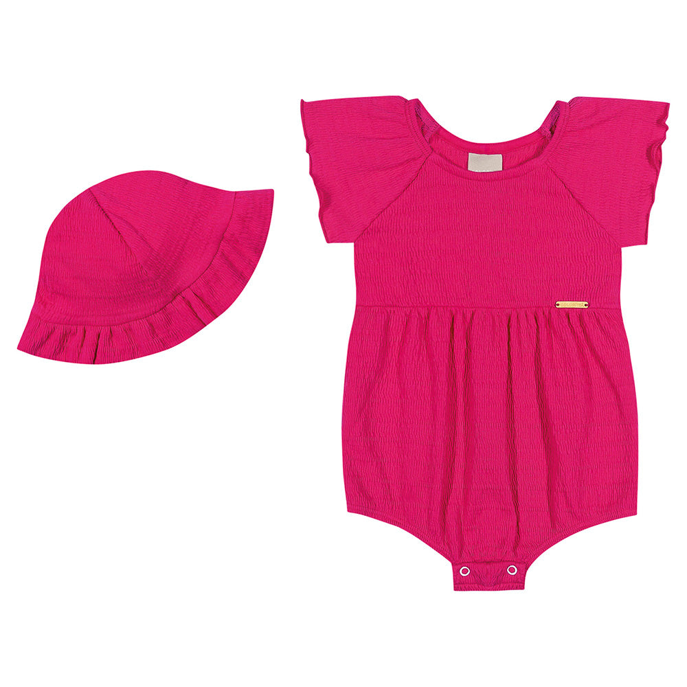 Conjunto Bebê Menina Macaquinho e Chapéu - Colorittá