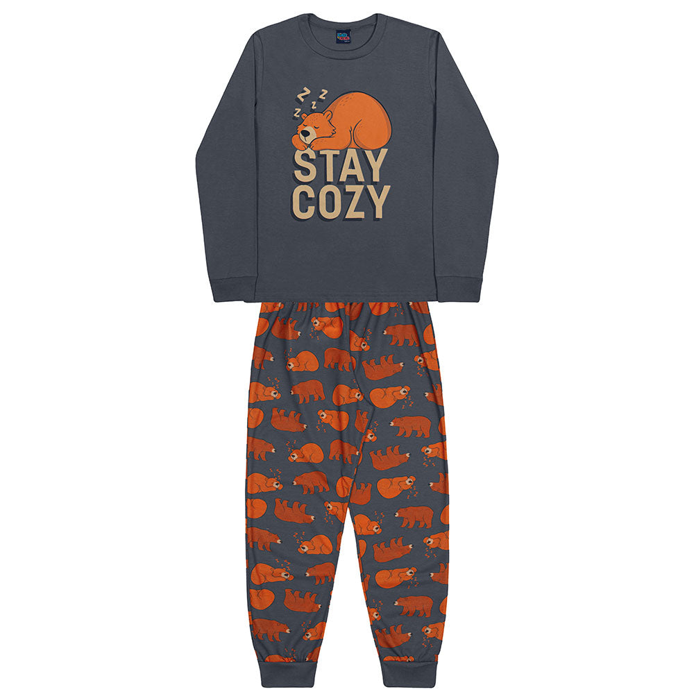 Pijama Infantil Menino Camiseta e Calça Urso - Kiko e Kika