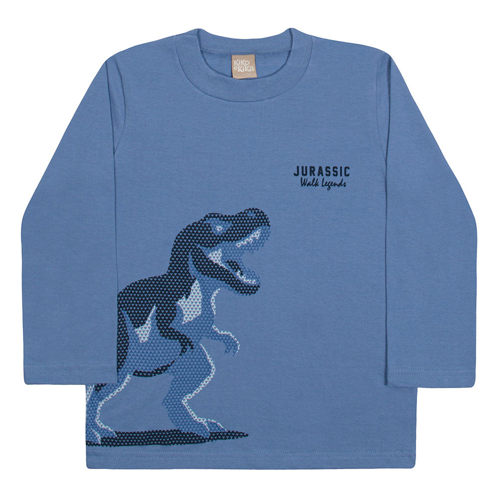 Camiseta Infantil Menino Manga Longa Dino - Kiko e Kika