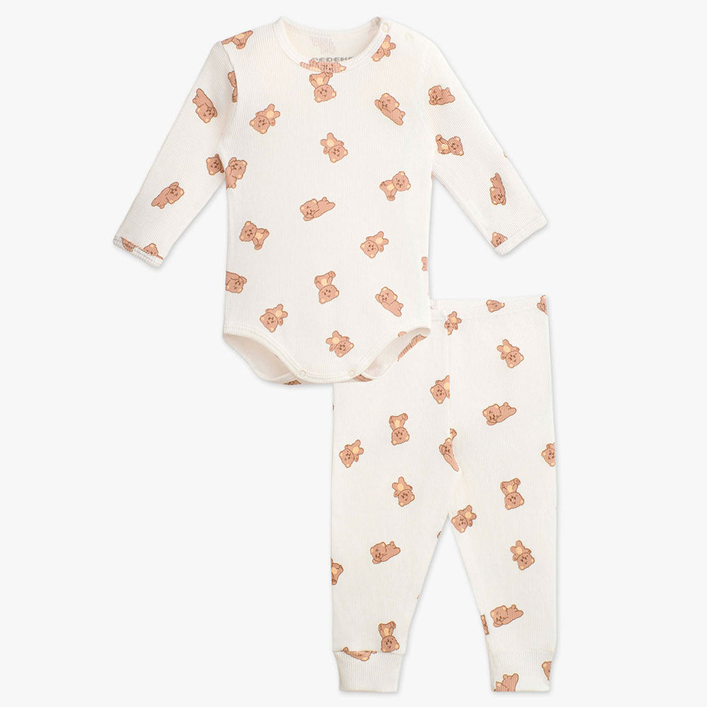 Conjunto Canelado Body e Calça Bebê Ursinhos - Dedeka
