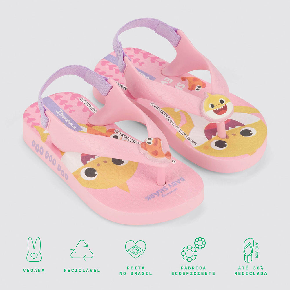 Chinelo de Dedo Menina Baby Shark Friends Rosa - Ipanema