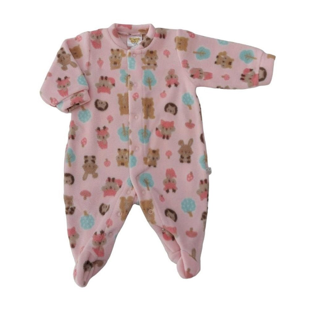 Macacão Soft Menina Rosa Claro Bichinhos - Have Fun