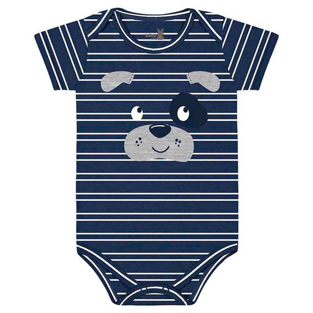 Body Manga Curta Suedine Cachorrinho Com Bordado - Kiko Baby