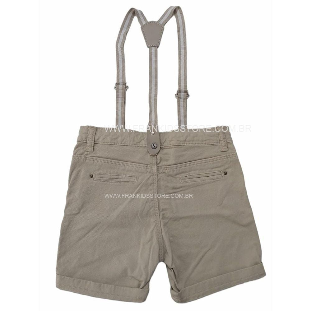Bermuda Sarja Bebê Infantil Com Suspensório - Dmenor