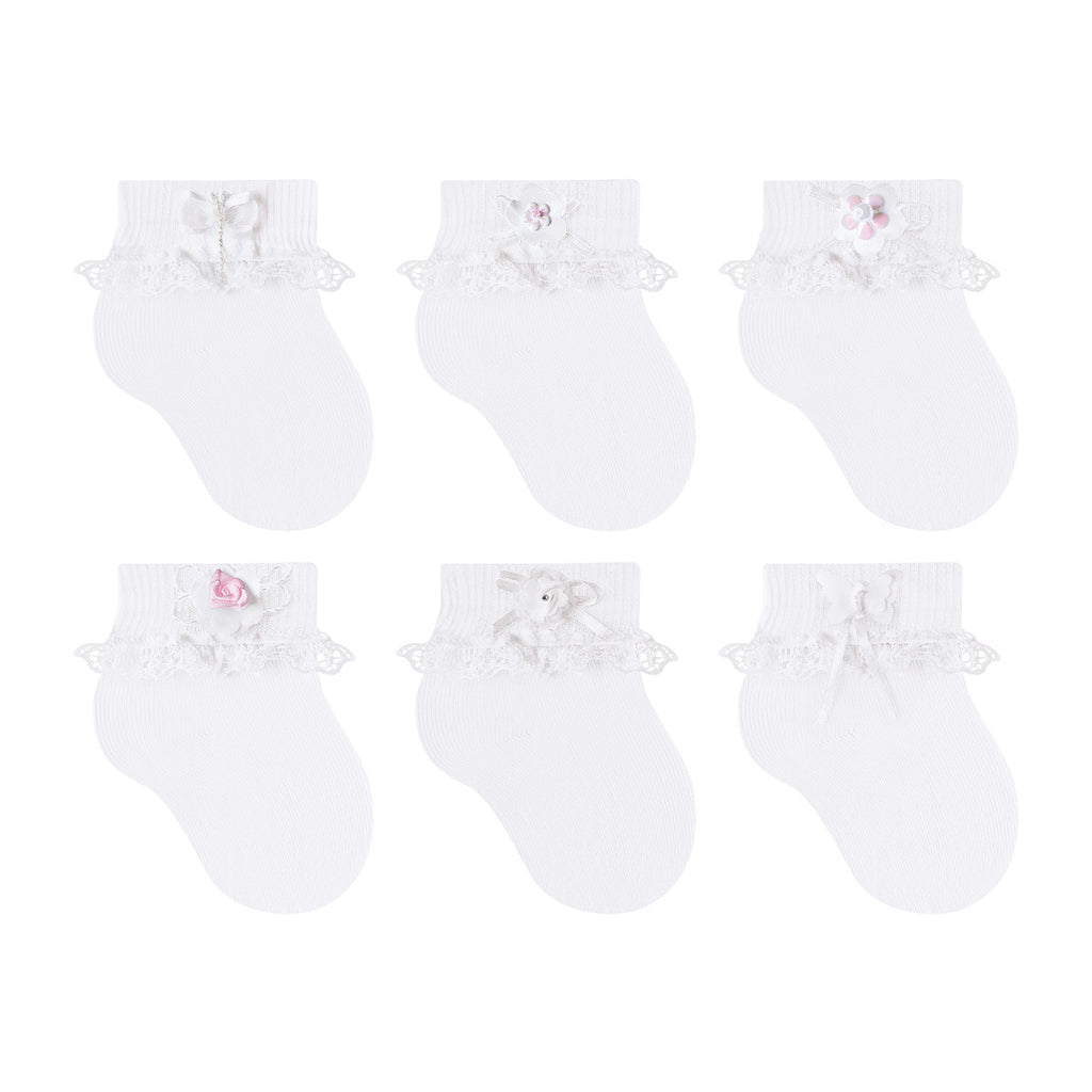 Meia Cano Médio Infantil Festa Sortida Com Aplique - Selene