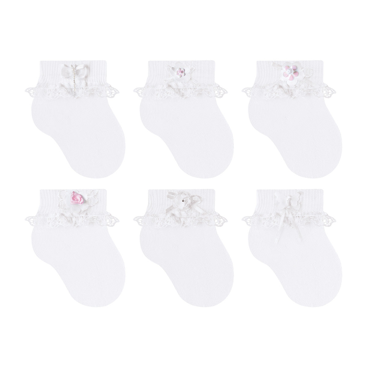 Meia Cano Médio Infantil Festa Sortida Com Aplique - Selene