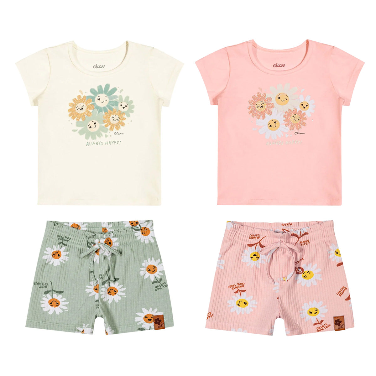 Conjunto Bebê Menina Blusa e Short Flores - Elian