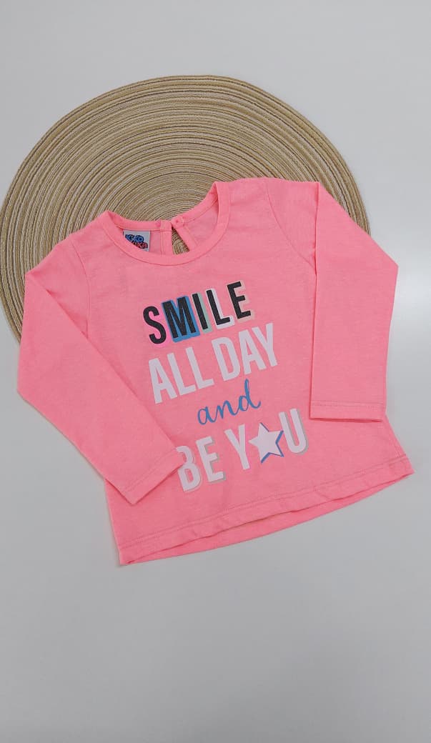 Blusa Infantil Neon Smile All Day And Be Yoy - Kiko e Kika