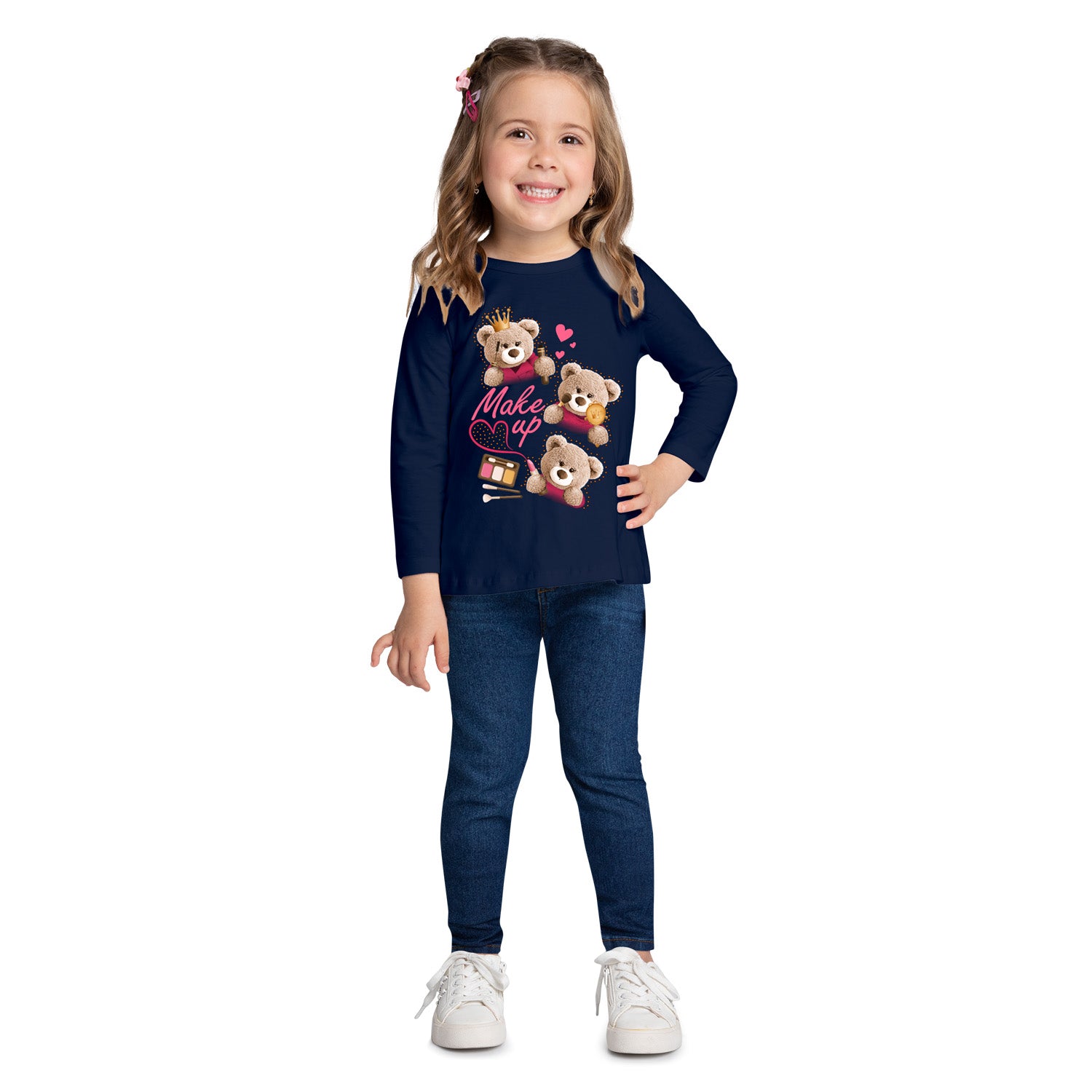 Blusa Infantil Menina Manga Longa em Cotton Ursos - Kyly