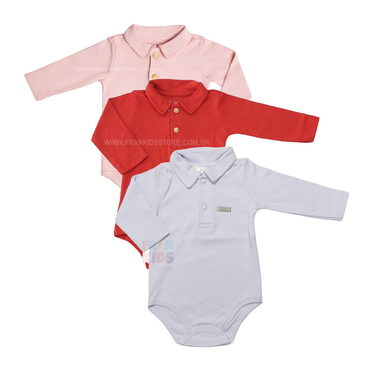 Body Manga Longa Bebê Unissex Gola Polo Suedine - Have Fun
