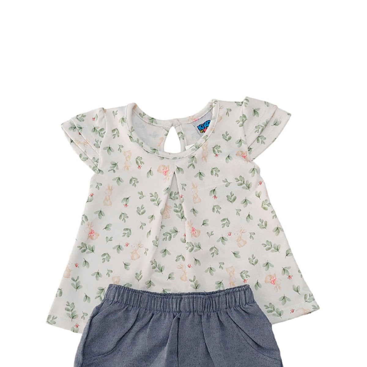 Conjunto Bebê Menina Blusa e Short Chambray - Kiko e Kika