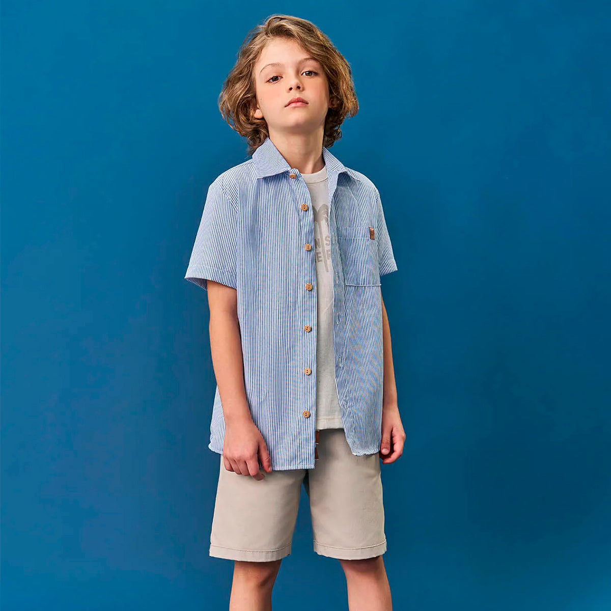 Conjunto Infantil Menino Camiseta, Bermuda e Camisa - Divertto