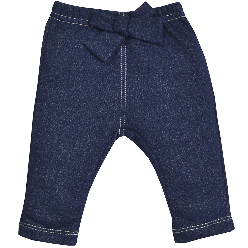 Calça Menina Moletinho Jeans C/ Laço Marinho - Tilly Baby