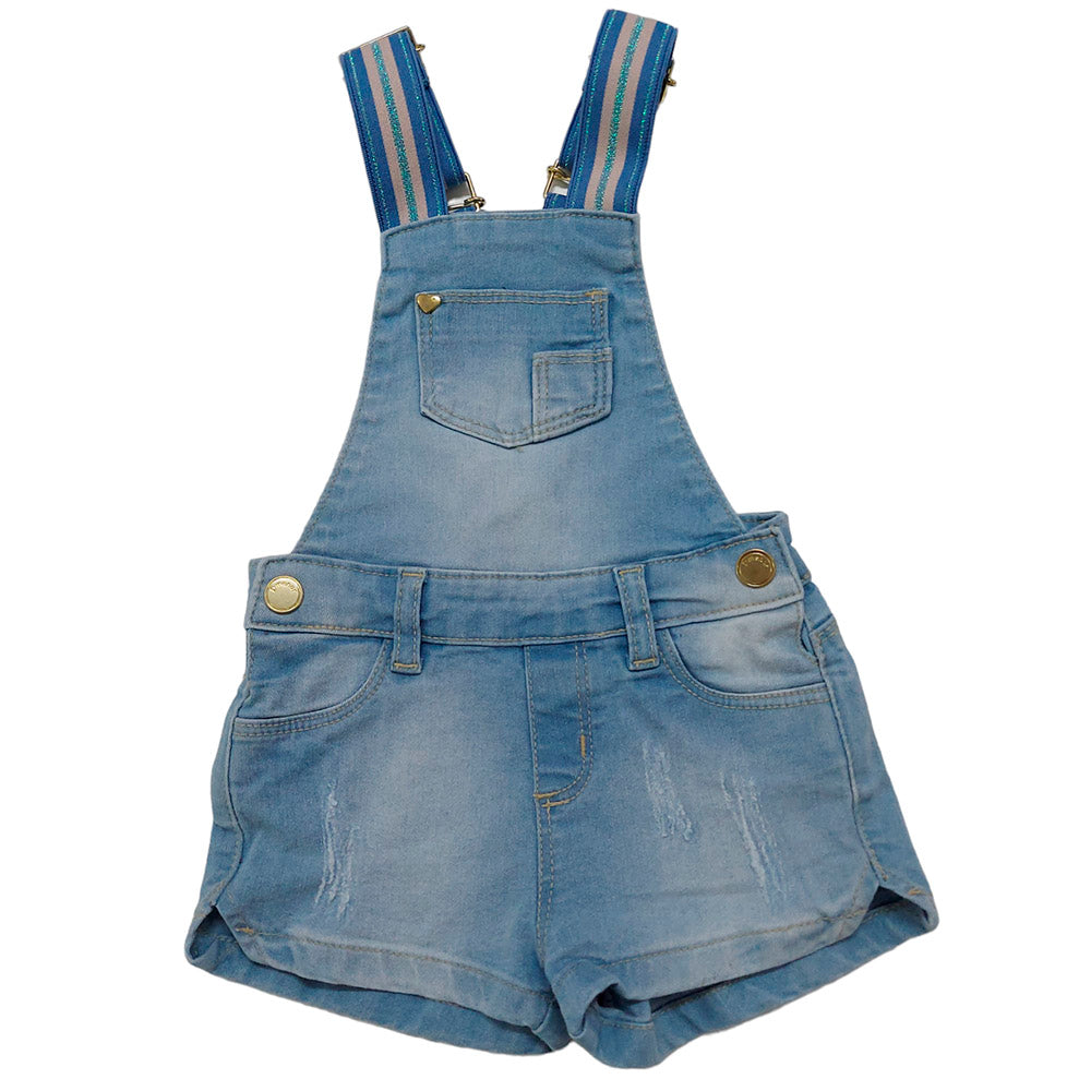 Jardineira Jeans Bebê Menina Com Elastano - Dmenor