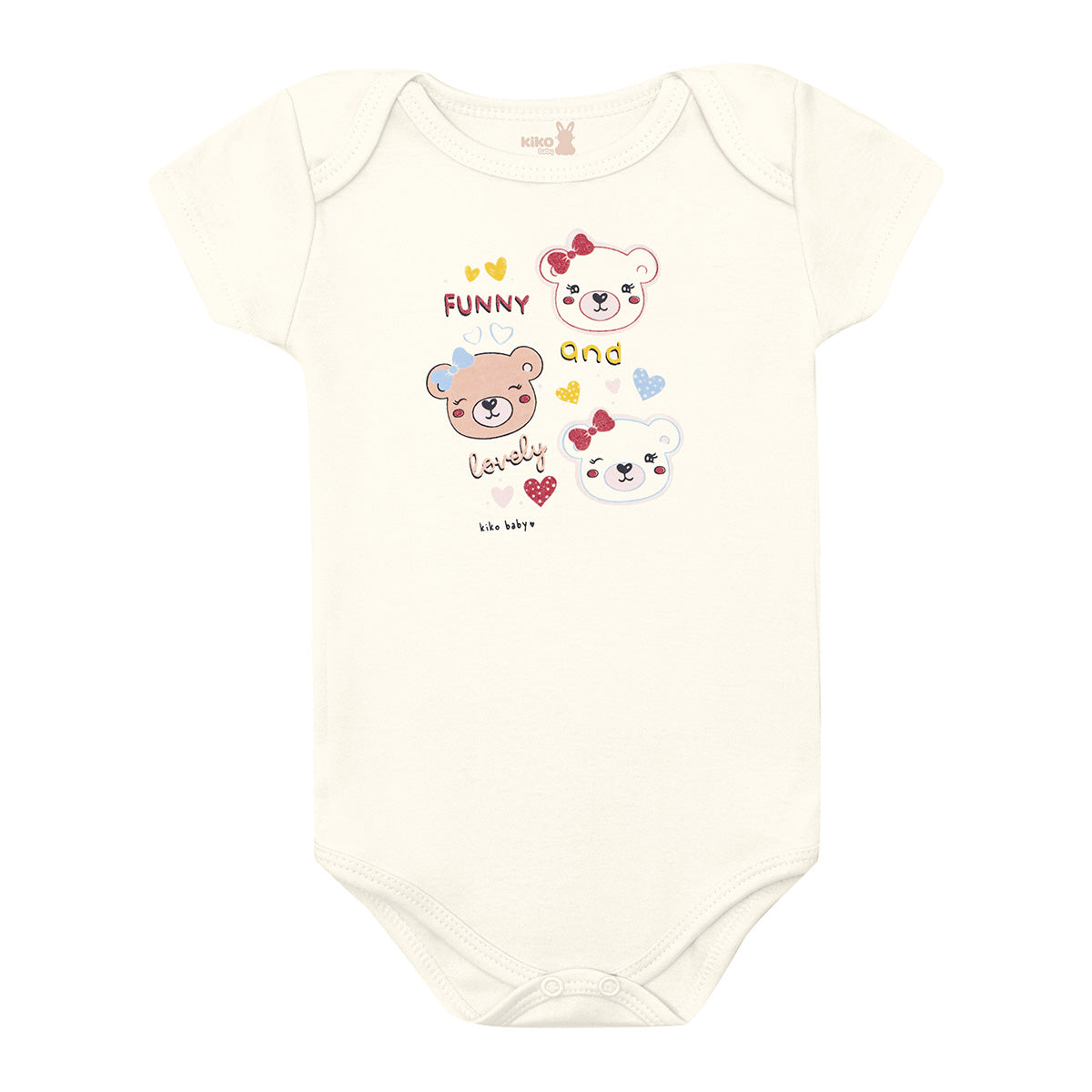 Body Manga Curta Bebê Menina Ursinhas - Kiko Baby