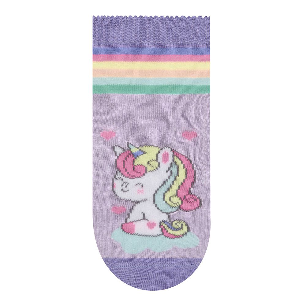 Meia Atoalhada Bebê Menina Lilás Unicórnio - Selene