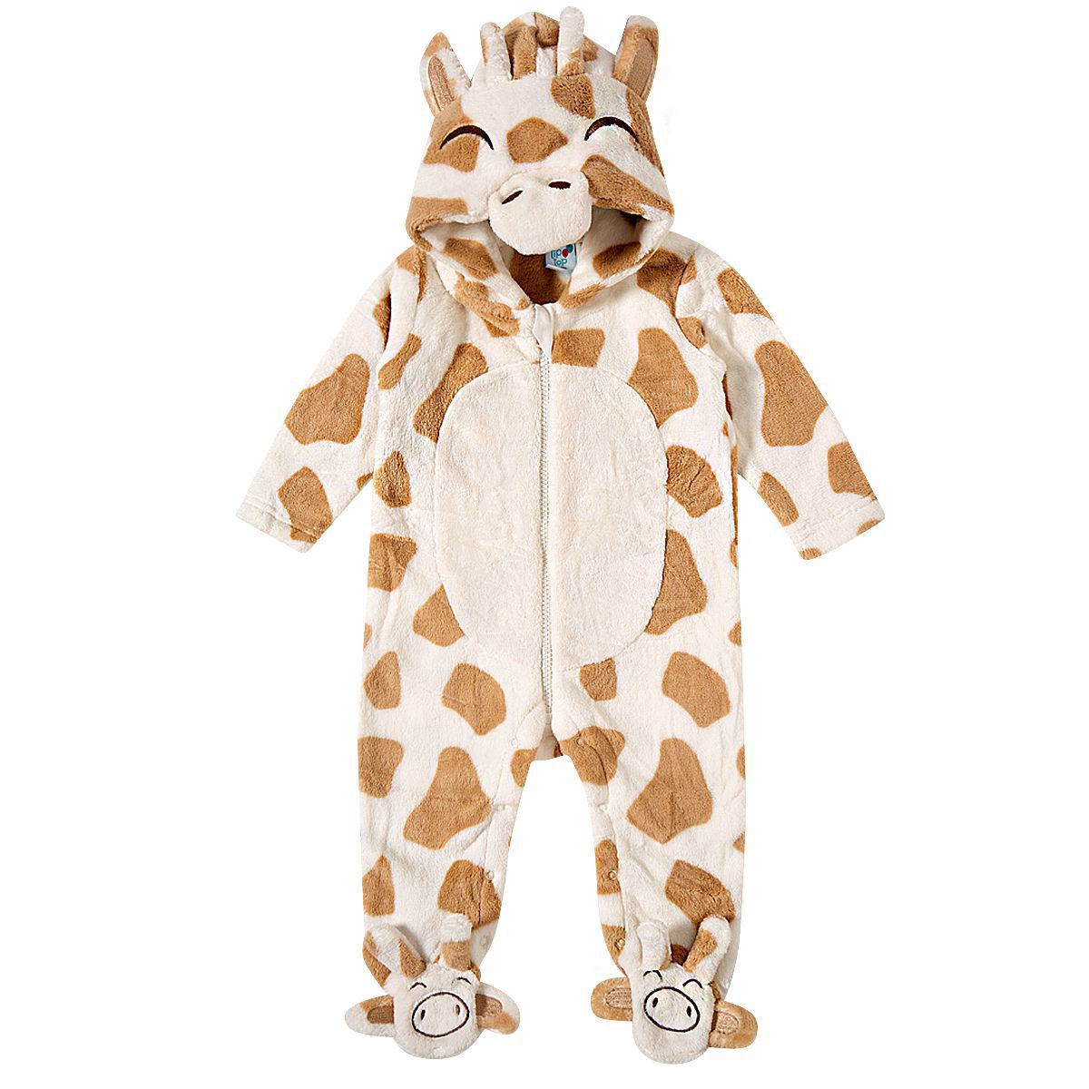 Macacão Bebê Com Capuz em Pelúcia Girafa - Tip Top