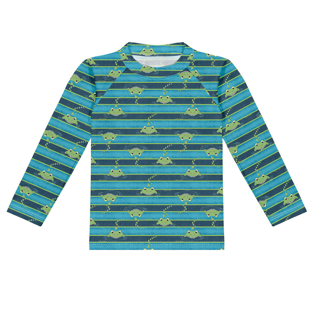 Camiseta Infantil Proteção UV 50+ Listras Jacaré - Kiko e Kika