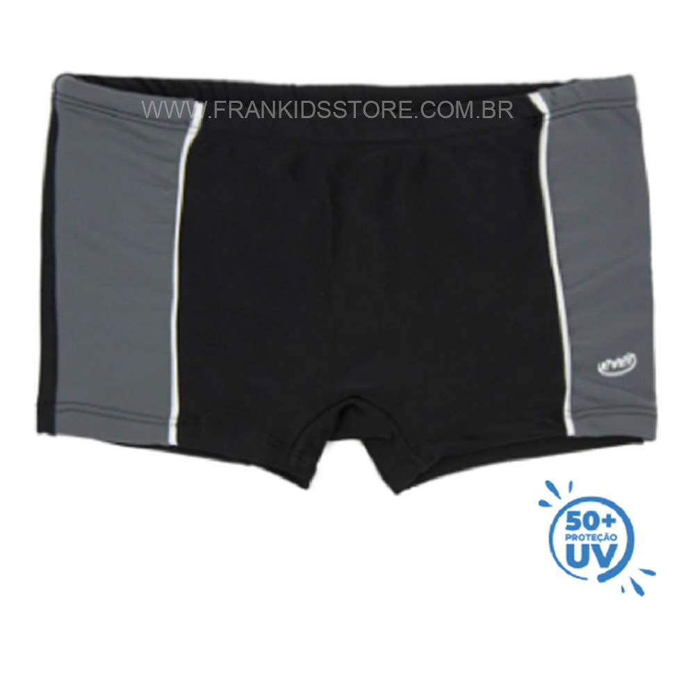 Sunga Boxer Infantil Com Proteção UV 50+ Preta - Everly