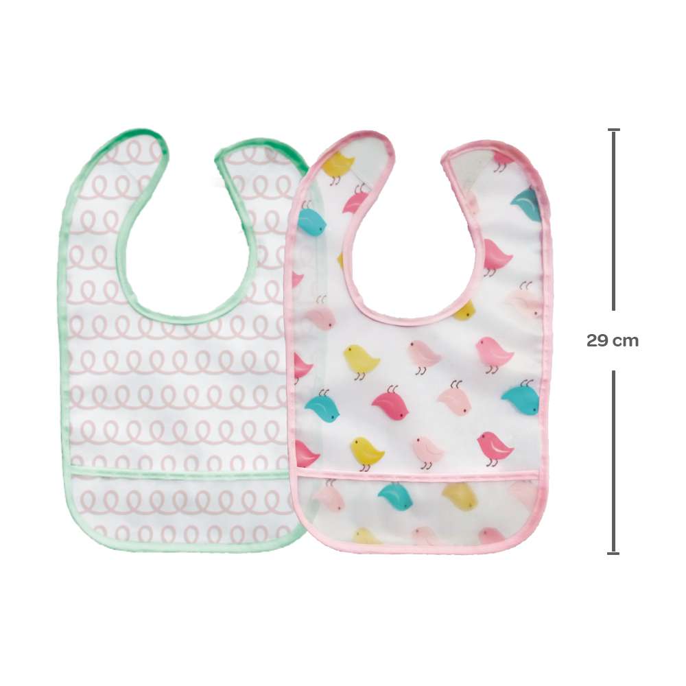 Kit 2 Babadores Com Bolso Pega Migalhas Passarinho (3+ Meses) - Buba