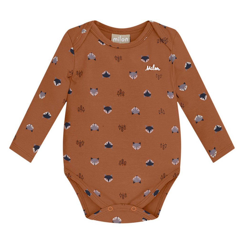 Body Manga Longa Bebê Menino em Cotton Raposa - Milon