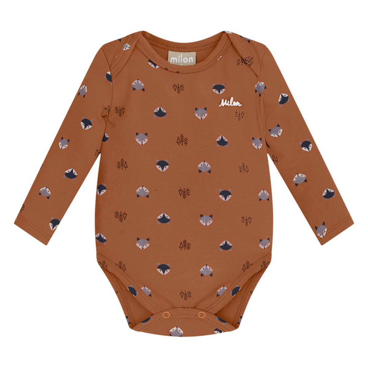 Body Manga Longa Bebê Menino em Cotton Raposa - Milon