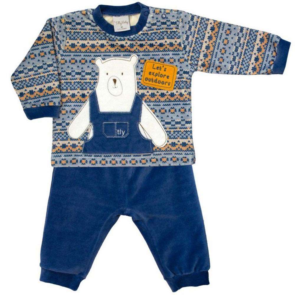 Conjunto de Plush Tricô Lenhador Azul - Tilly Baby