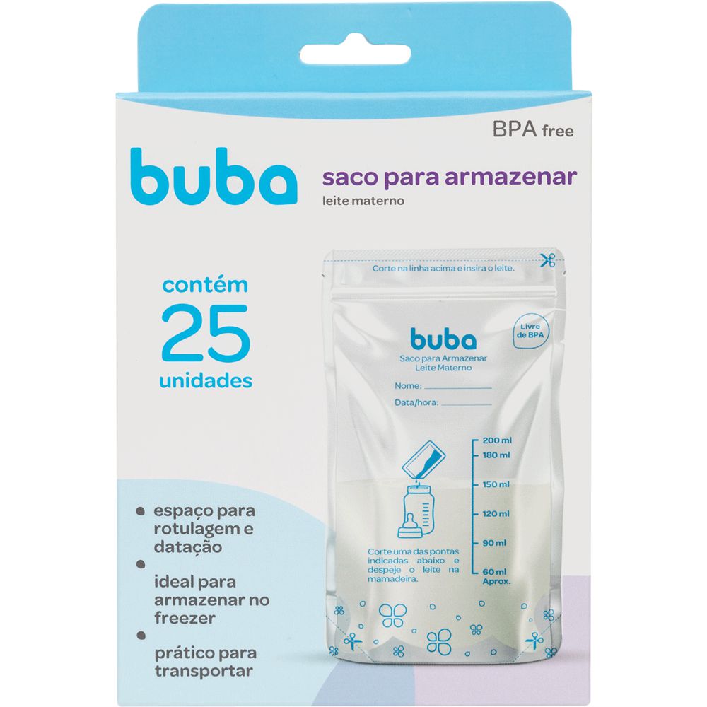 Saco Para Armazenar Leite Materno 25un - Buba