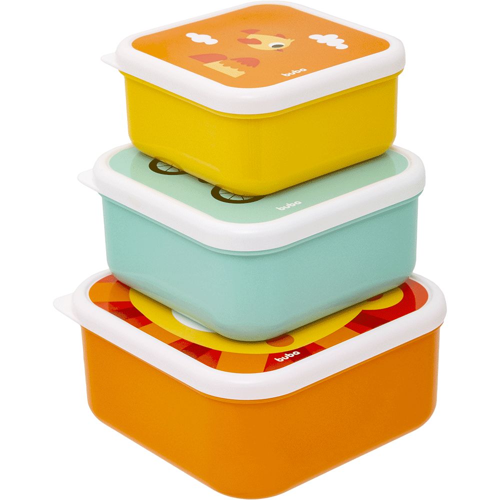 Kit 3 Potinhos Para Bebê Buba Zoo Leão - Buba