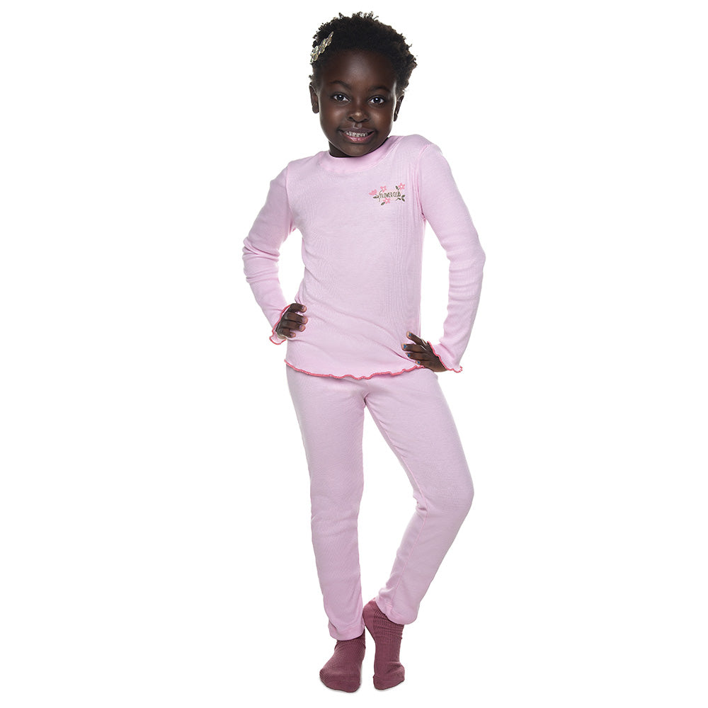 Pijama Infantil Menina em Ribana Canelada Flores - Have Fun