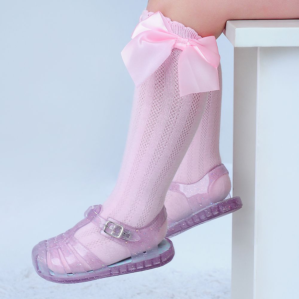 Meia 3/4 Lisa Com Laço Bebê Infantil - Pimpolho