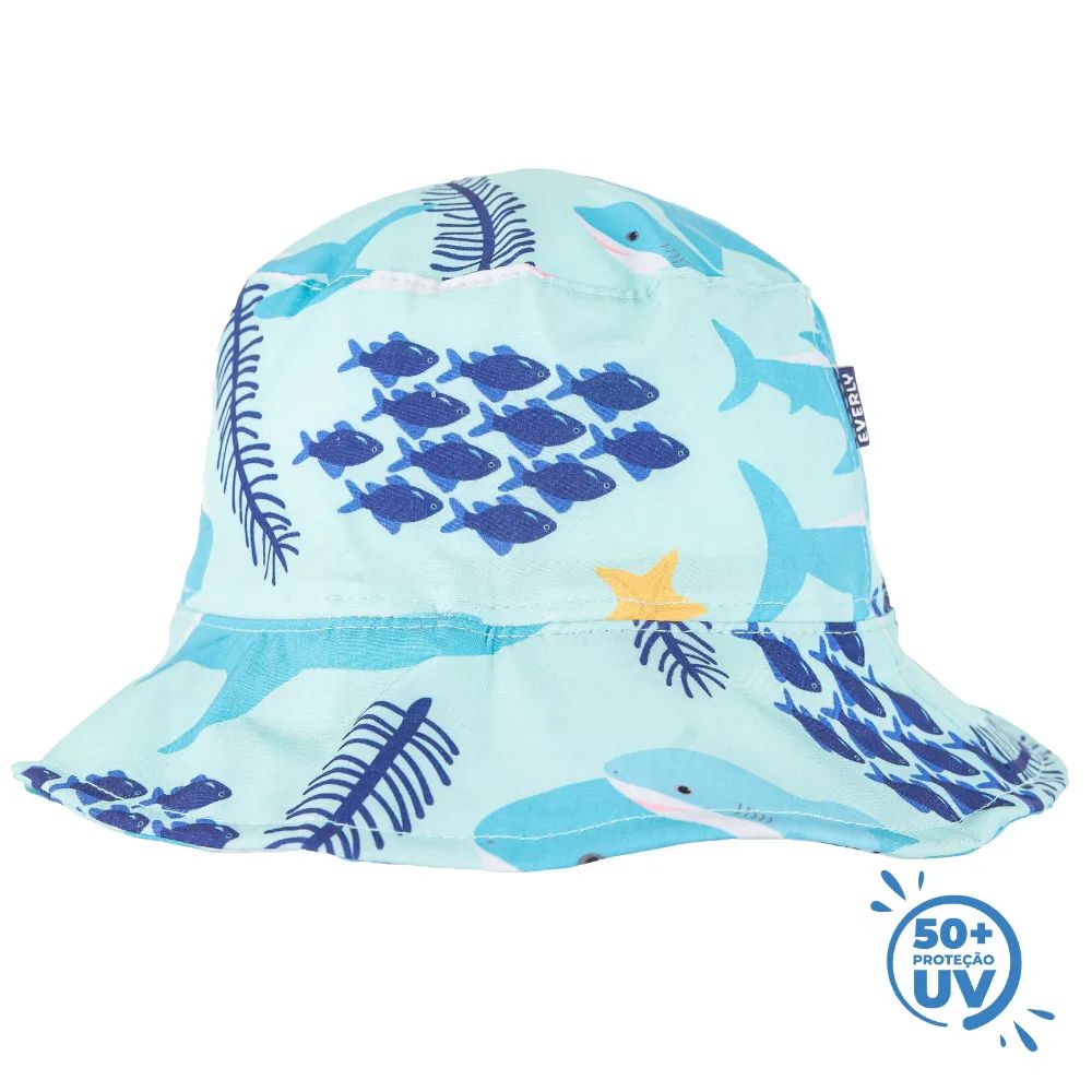 Chapéu Infantil Com Proteção UV 50+ Tubarões - Everly