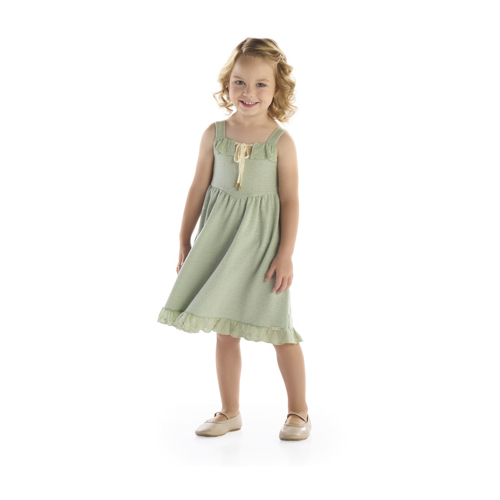 Vestido Infantil Liso Com Bordado - Kiki Xodó