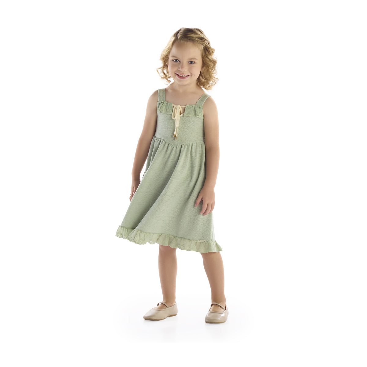 Vestido Infantil Liso Com Bordado - Kiki Xodó