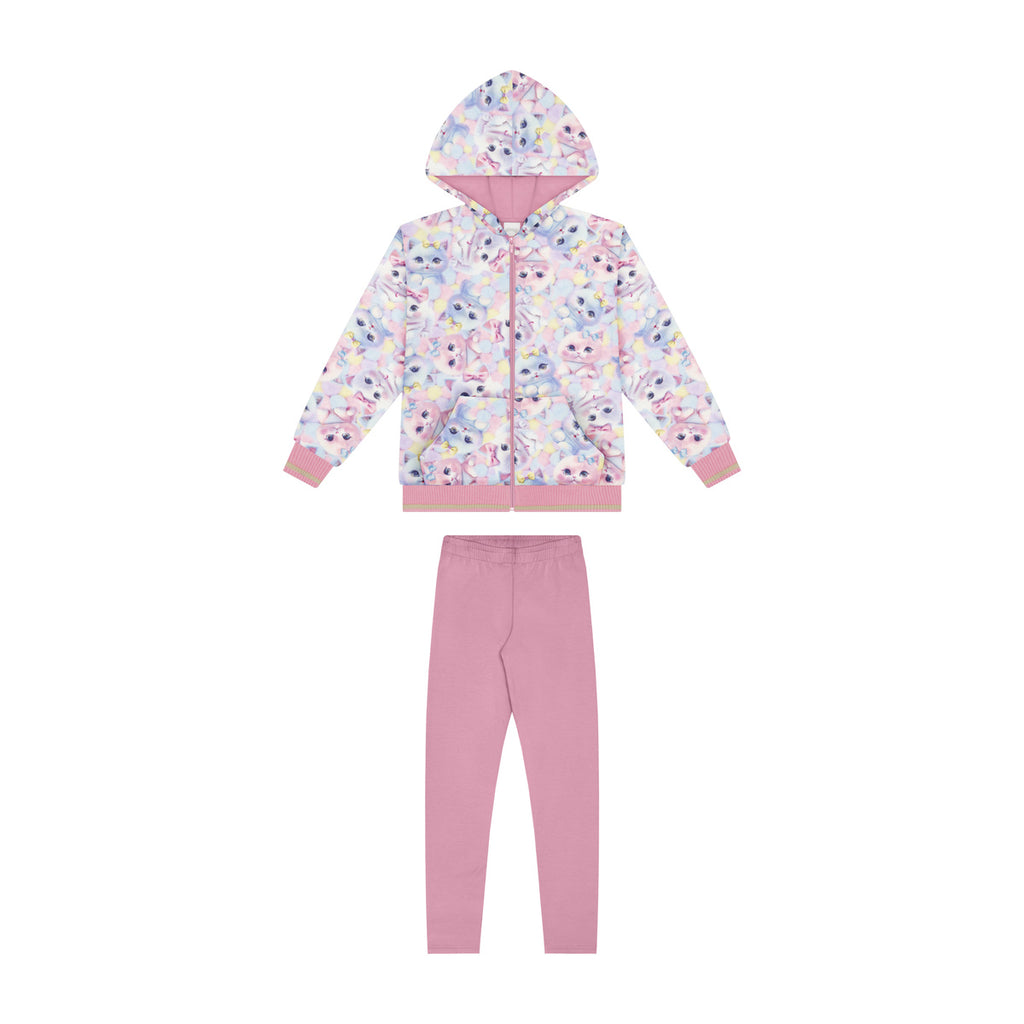 Conjunto Infantil Moletinho Molecotton Gatinhas - Alakazoo